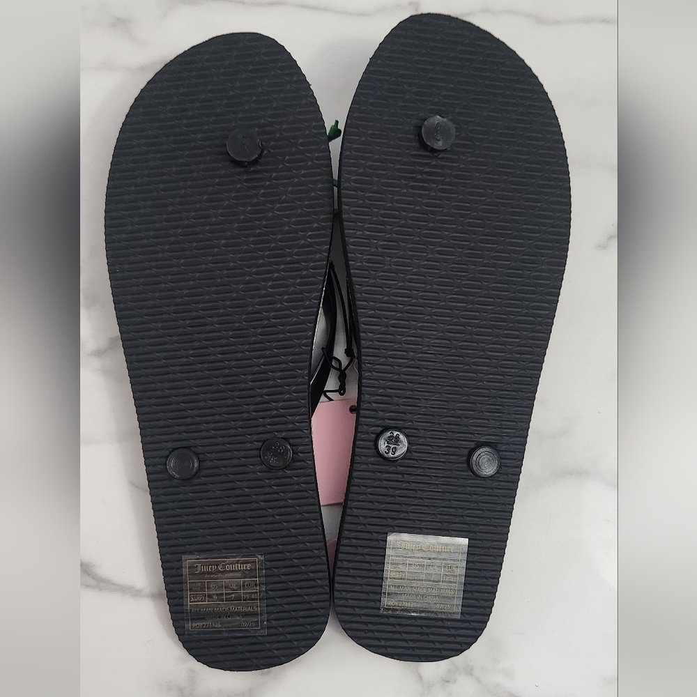Juicy Couture Cherry Flip Flops with Rhinestone Trim  Size 9 (38/39) - Picture 9 of 14